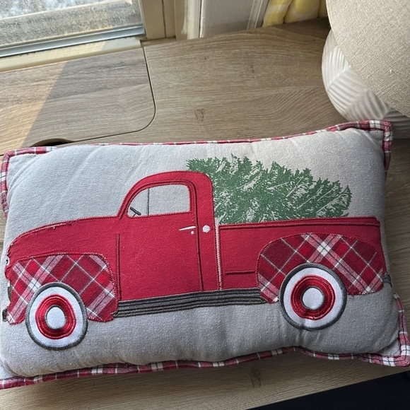 Christmas Tree Truck Lumbar Pillow - Picture 1 of 3